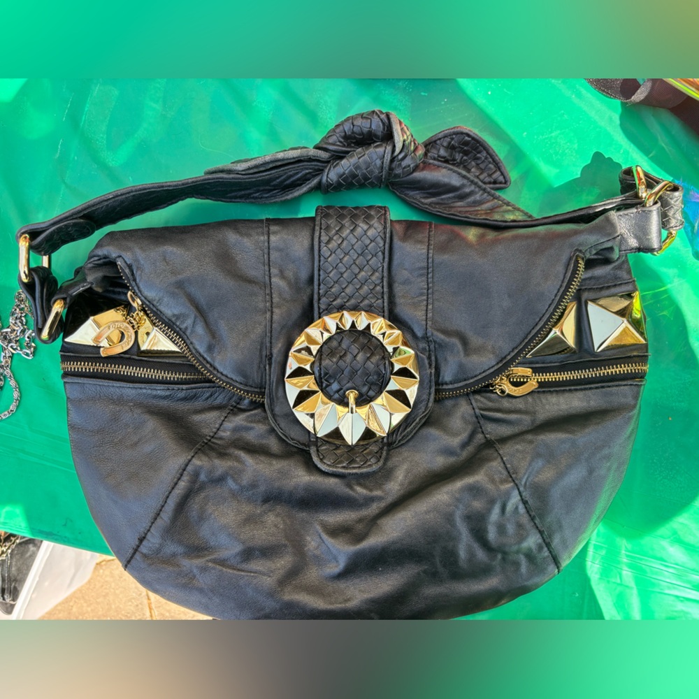 Betsey Johnson Black and Gold Studded Bag